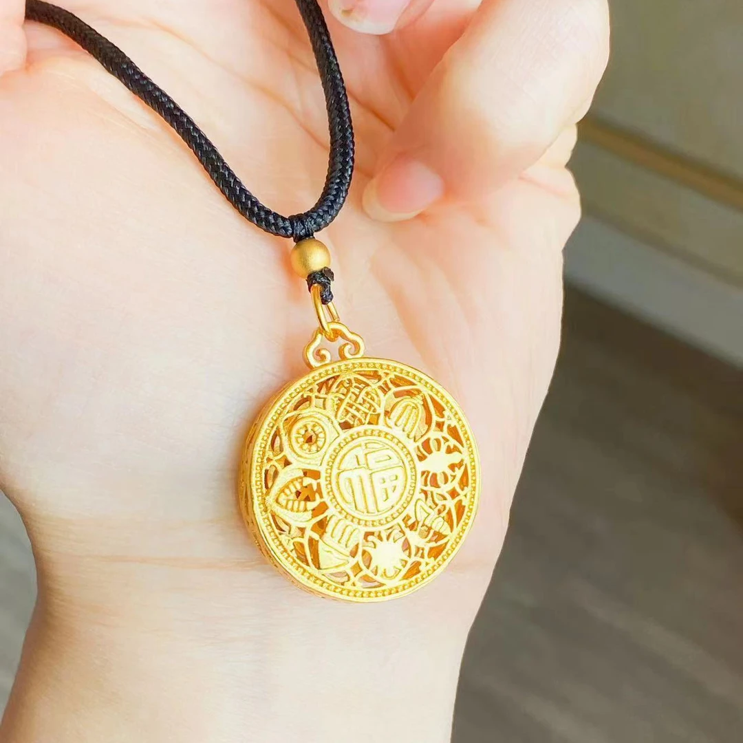 铜合金吊坠 精工 八宝罗盘吊坠时尚百搭国潮风双面镂空吊坠