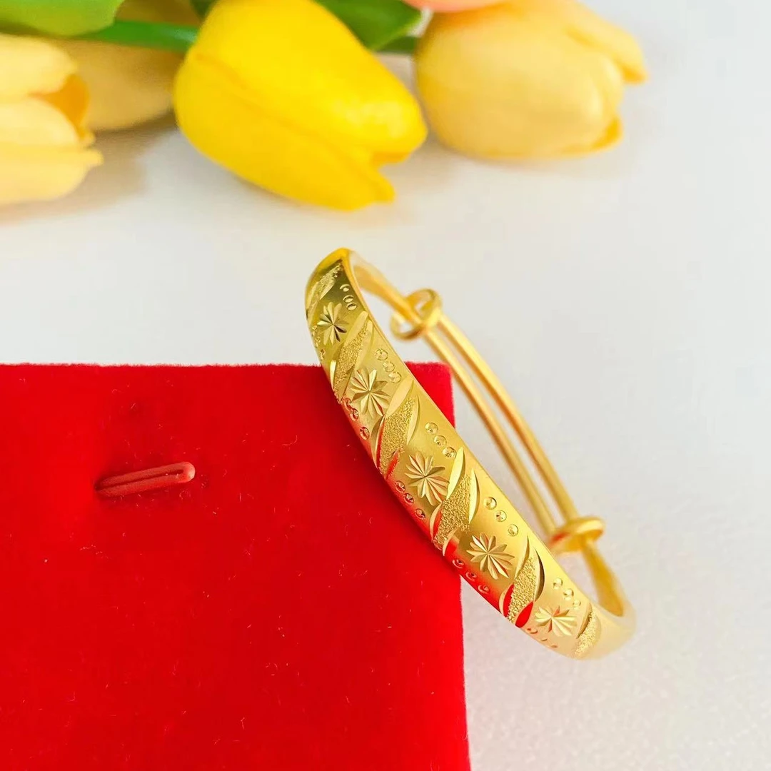 铜合金手镯 精工【宽面星月天空】百搭精美推拉可调节妈妈镯子