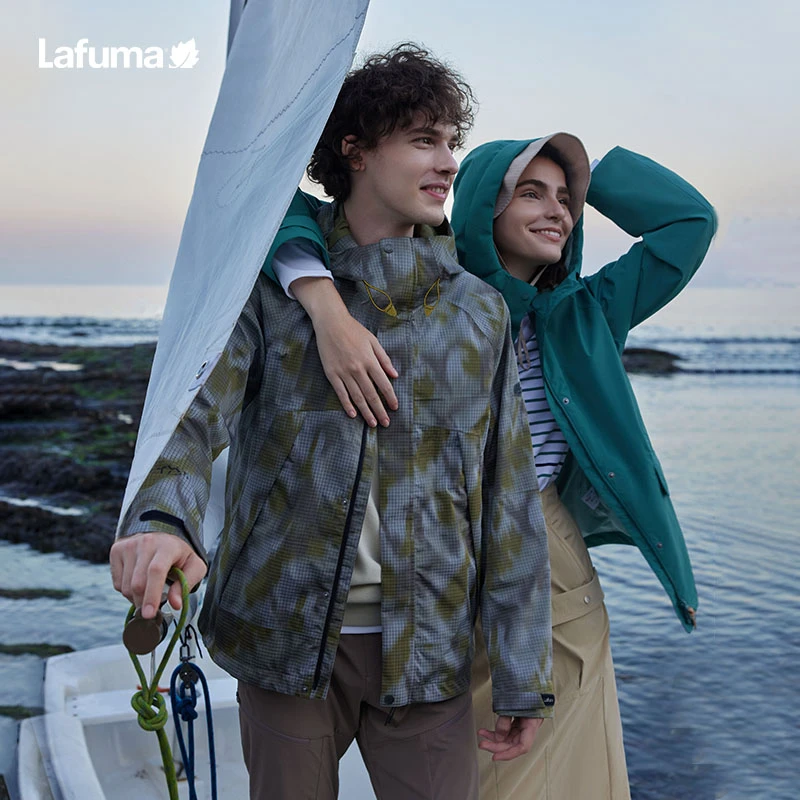 LAFUMA乐飞叶户外春季时尚休闲印花防泼水连帽男士夹克LMJA4AS27