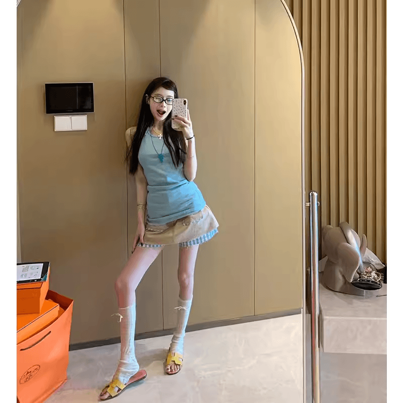 时尚甜辣风套装裙裤短款气质减龄2024年夏季新款两件套女显瘦休闲