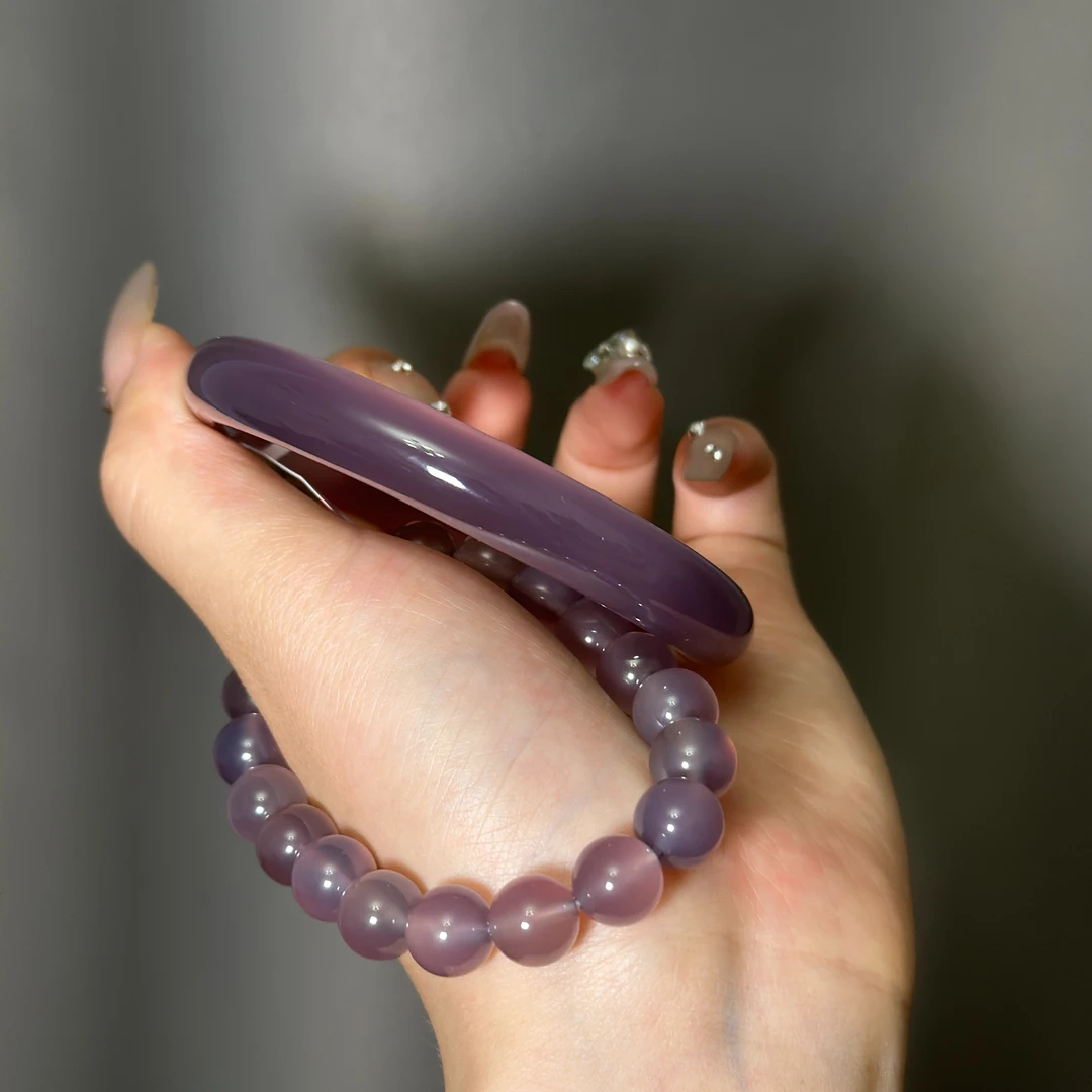 【帝王紫】天然原色玛瑙玉髓手镯紫色玉镯高贵轻奢手镯气质宝妈镯
