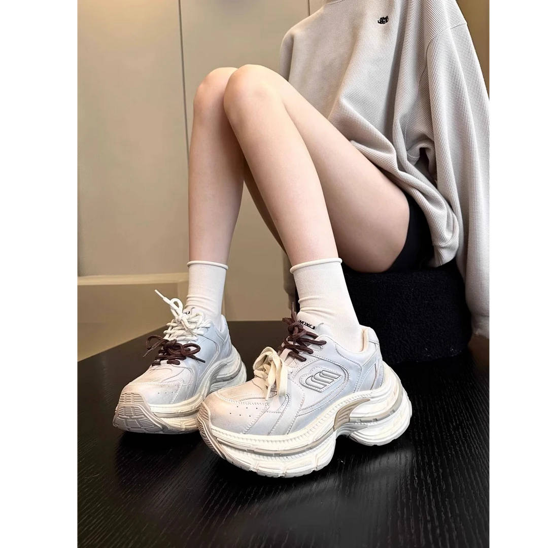 欧货巴黎老爹鞋女ins潮2024秋季新款复古厚底拼色松糕休闲运动鞋