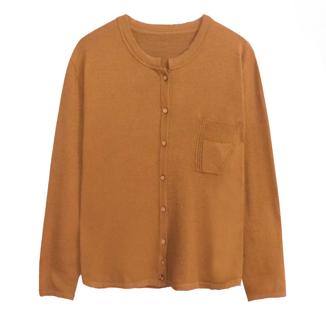 春季宽松纯色显瘦百搭通勤韩版针织单排扣毛衣开衫外套女 3653