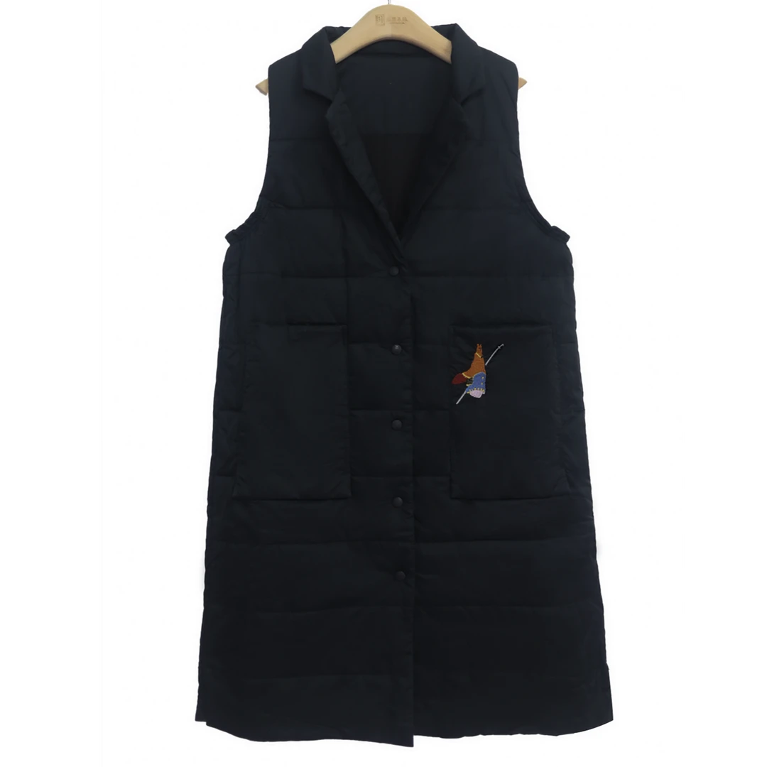 秋冬棉服马甲新款中长款刺绣背心坎肩马甲棉衣保暖外套气质  2350