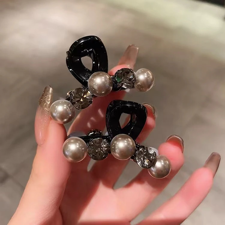 韩版简约珍珠亚克力小抓夹女时尚镶钻前额侧边夹碎发夹刘海定型夹
