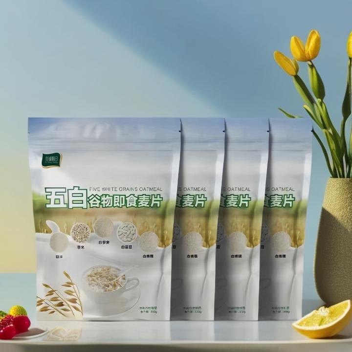 五白谷物即食麦片原味营养代餐粗粮膳食纤维饱腹低脂0蔗糖新包装
