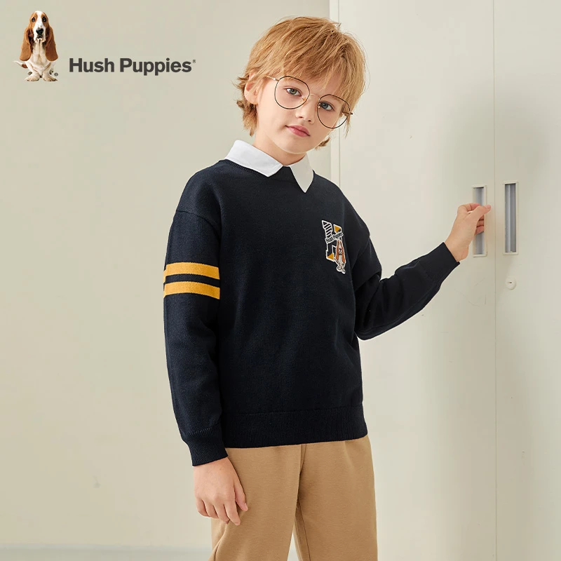 暇步士童装春秋季新款休闲针织男童保暖时尚圆领套头线衣CW660