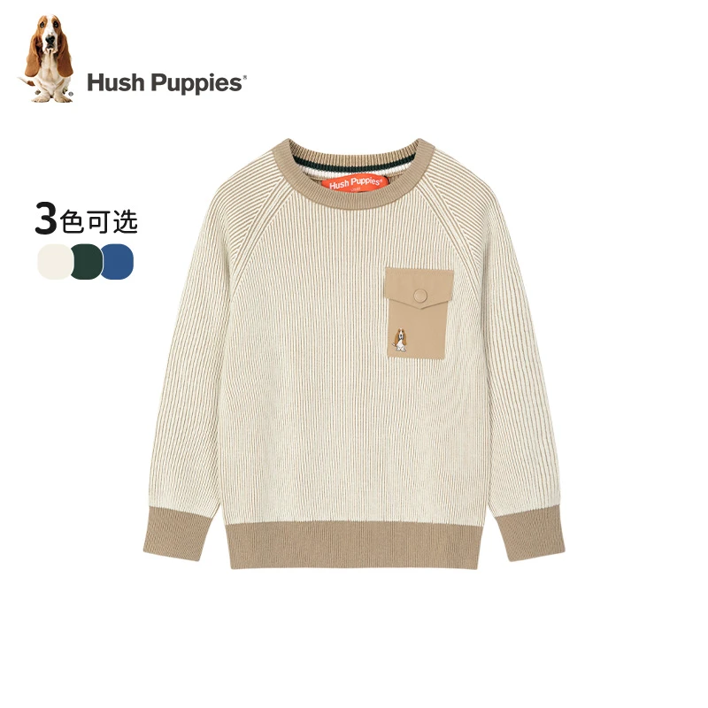 暇步士童装冬季新款长袖圆领宽松套头休闲针织线衣