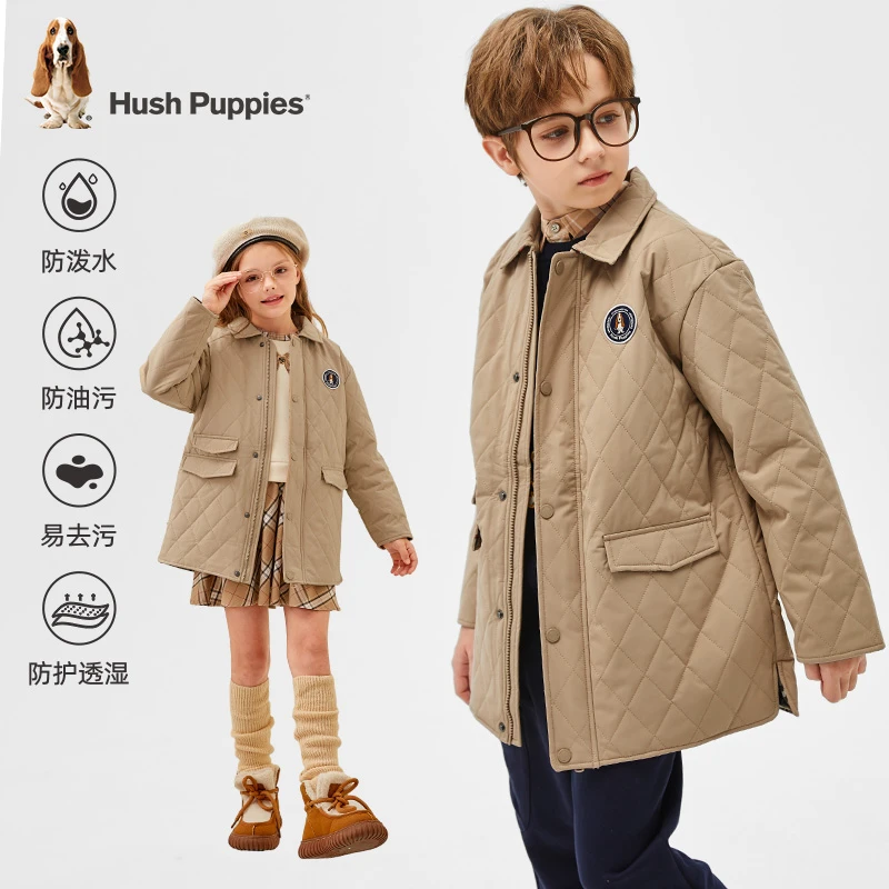 【三防】暇步士童装冬季新款儿童纯色休闲格纹棉服外套CM640