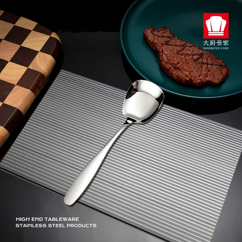 【大厨世家】（拍2送1）304不锈钢平底勺高颜值加厚大号家用防锈钢勺