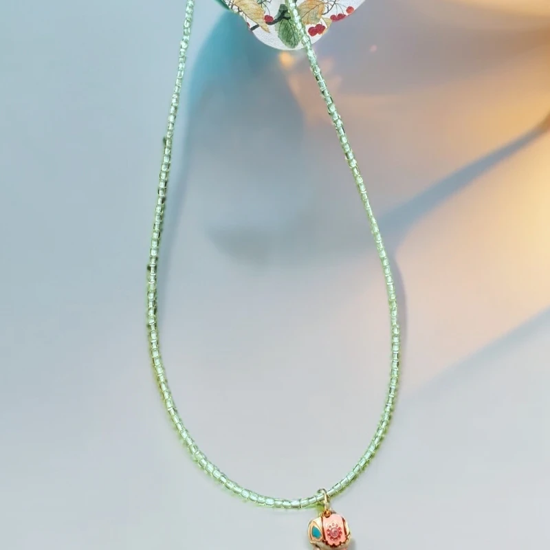 天然橄榄石项链925银