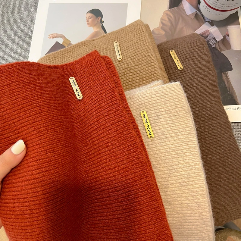 岁月温暖口碑款！100%纯羊毛针织围巾女情侣款百搭纯色围脖冬季男
