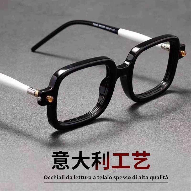 手工粗框老花眼镜男防蓝光不易疲劳防蓝光护目中老年老花镜女高档