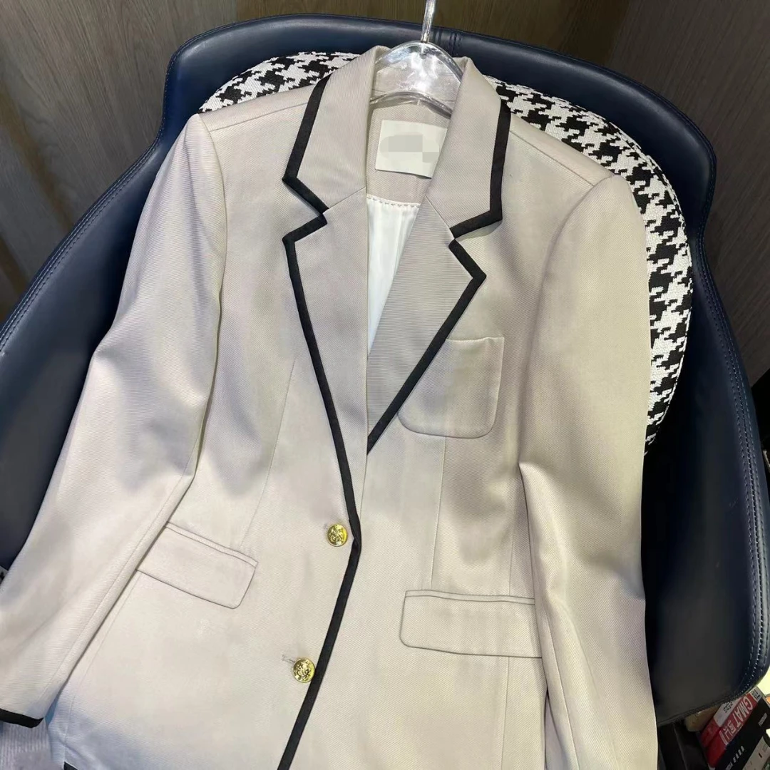 高级修身时尚设计师灰西装外套 116E2430小香风