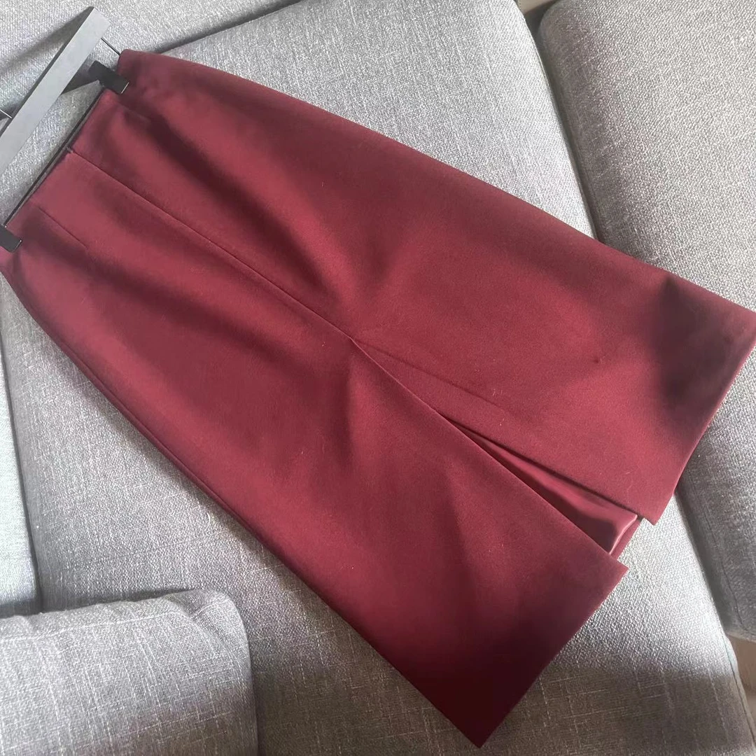 Eio 安克拉红半身时尚百搭显腿长高腰半裙KX2409061