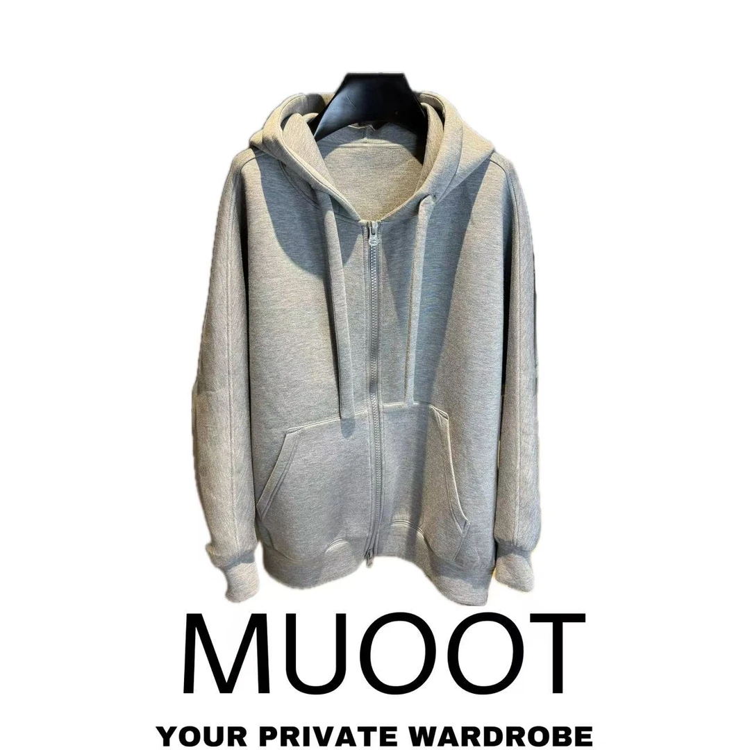 太空棉连帽外套复古宽松慵懒空气层拉链卫衣 KX241087