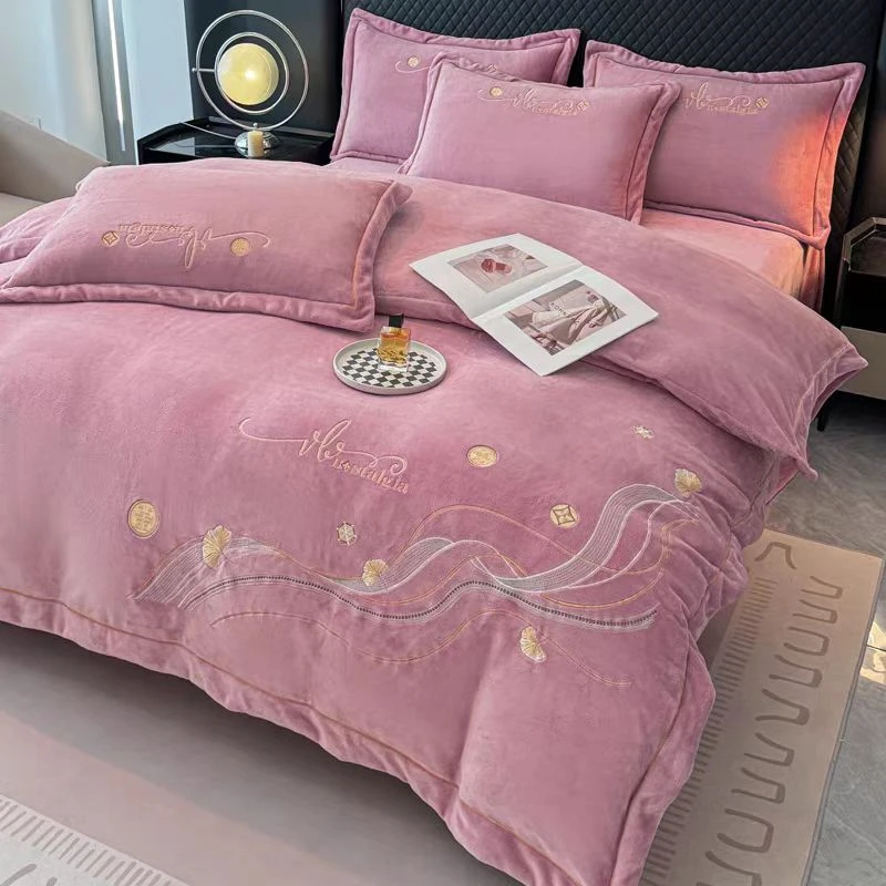 K01-100牛奶绒被套2*2.3米柔软加厚印花家用小清新牛奶绒被套