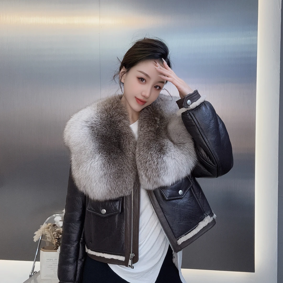 静静.DF99 | 天使之翼 24新品时尚百搭女士皮毛一体外套-27038-B