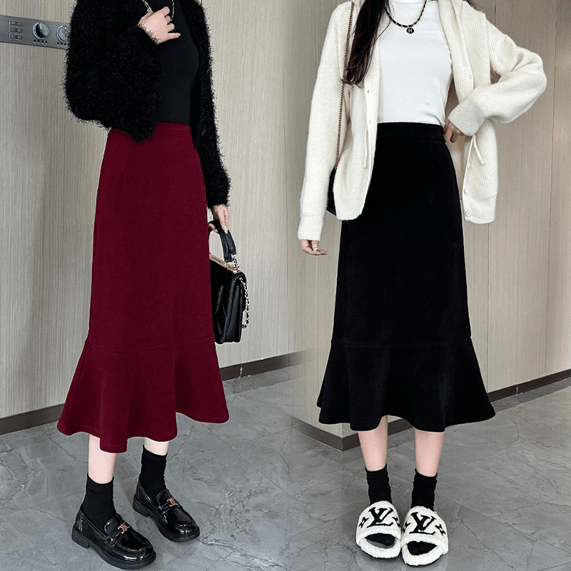 秋冬季黑色法式名媛小香风赫本风气质显瘦包臀小个子中长款鱼尾裙