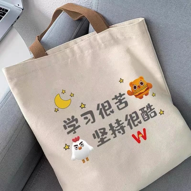 高中小学生帆布包手提布袋包新款学习很苦坚持很酷包男士C235