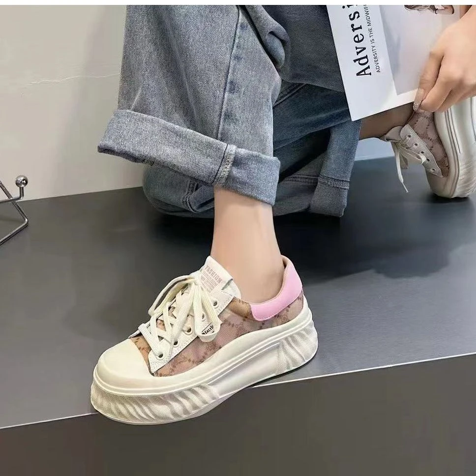 CL8555 粉色  2024春夏时尚百搭透气女士休闲板鞋休闲鞋