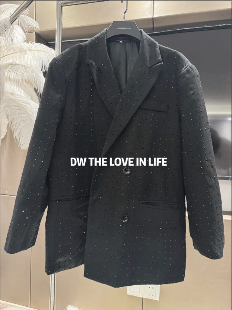 24AW//DW 高定重工奥钻黑曜石满天星羊毛西装外套