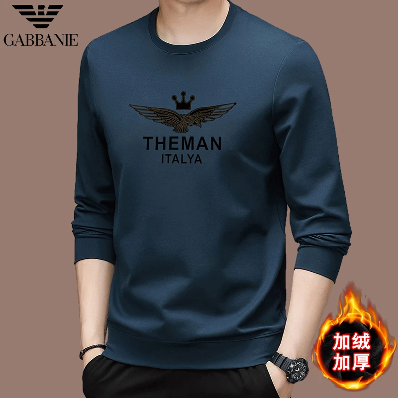 GABBANIE【品牌正品】高档男装春秋季卫衣男士圆领套头保暖上衣冬