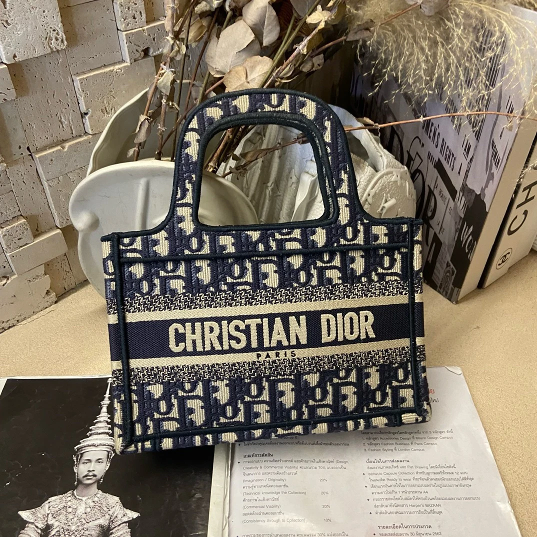 99新 Dior/迪奥 深蓝色 老花 mini tote