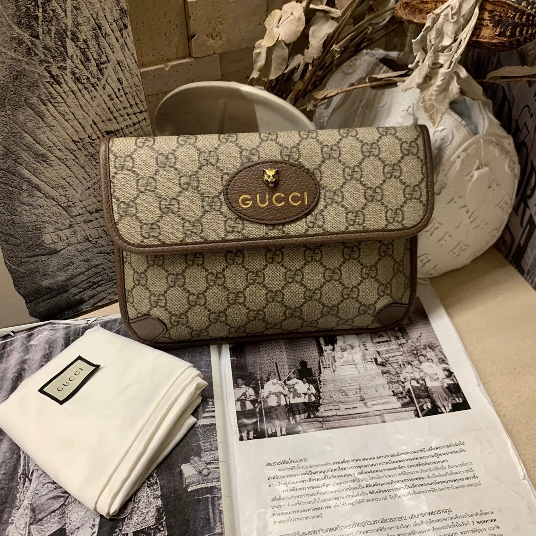 95新 GUCCI/古驰 虎头腰包斜挎包