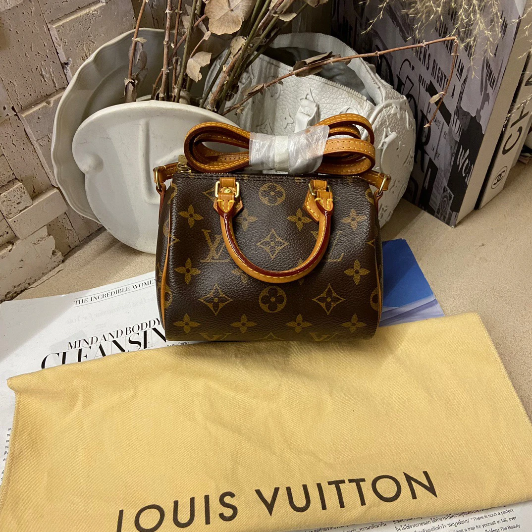 95新 LouisVuitton/路易威登 LVspeedynano老花mini波士顿