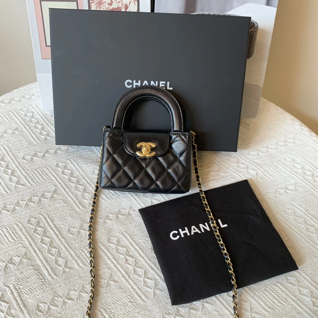 全新未使用 Chanel/香奈儿  24P黑金 kelly 超mini
