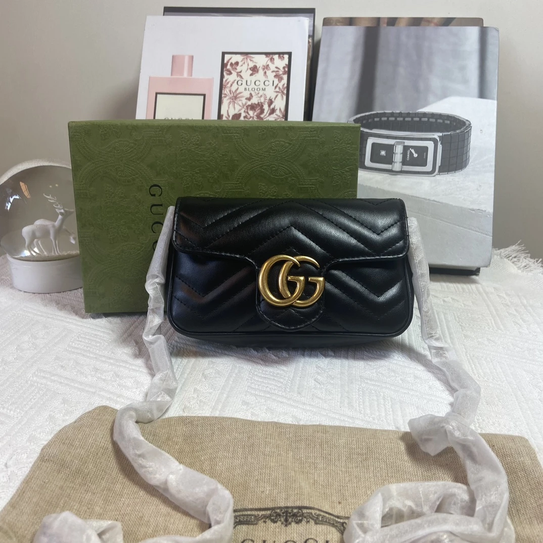 未使用 GUCCI/古驰 黑金马蒙mini