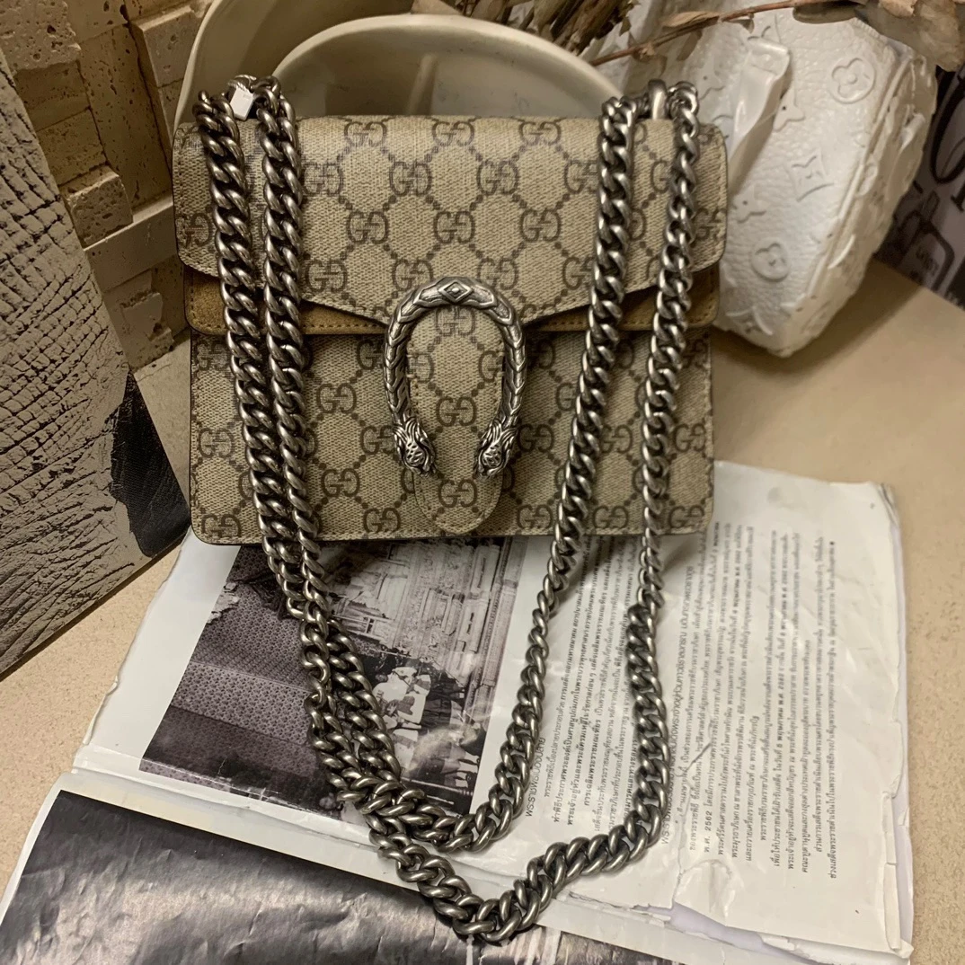 99新 GUCCI/古驰 酒神小号 驼色