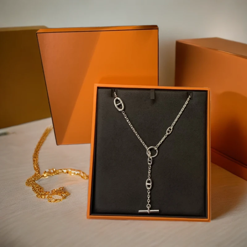 全新未使用 Hermes/爱马仕 银色猪鼻子项链腰链（120）时尚