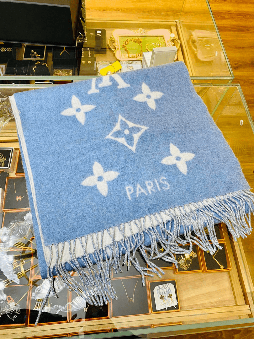 全新未使用 LouisVuitton/路易威登 蓝色双面围巾
