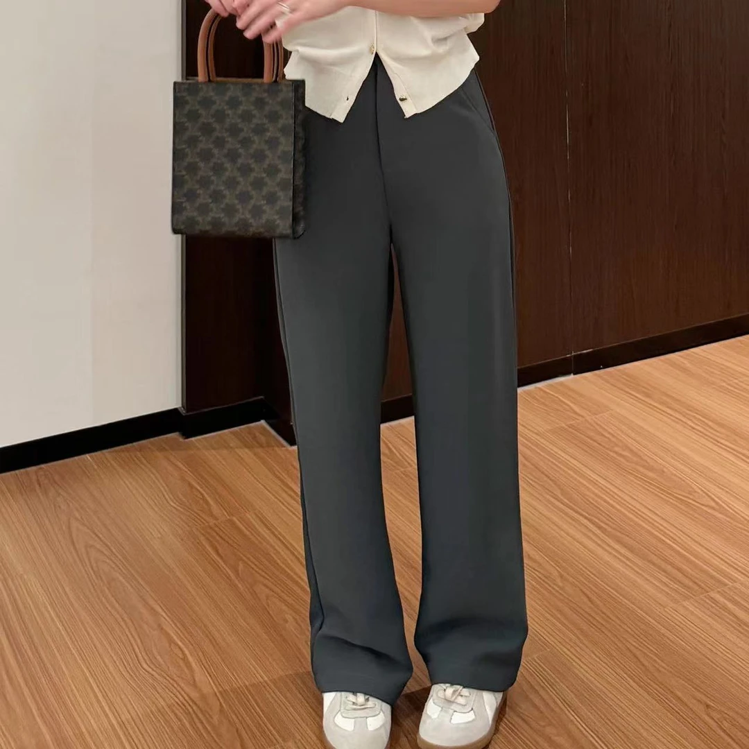【折扣】YO定制小个子气质窄版直筒西装裤春夏百搭高腰垂感休闲裤