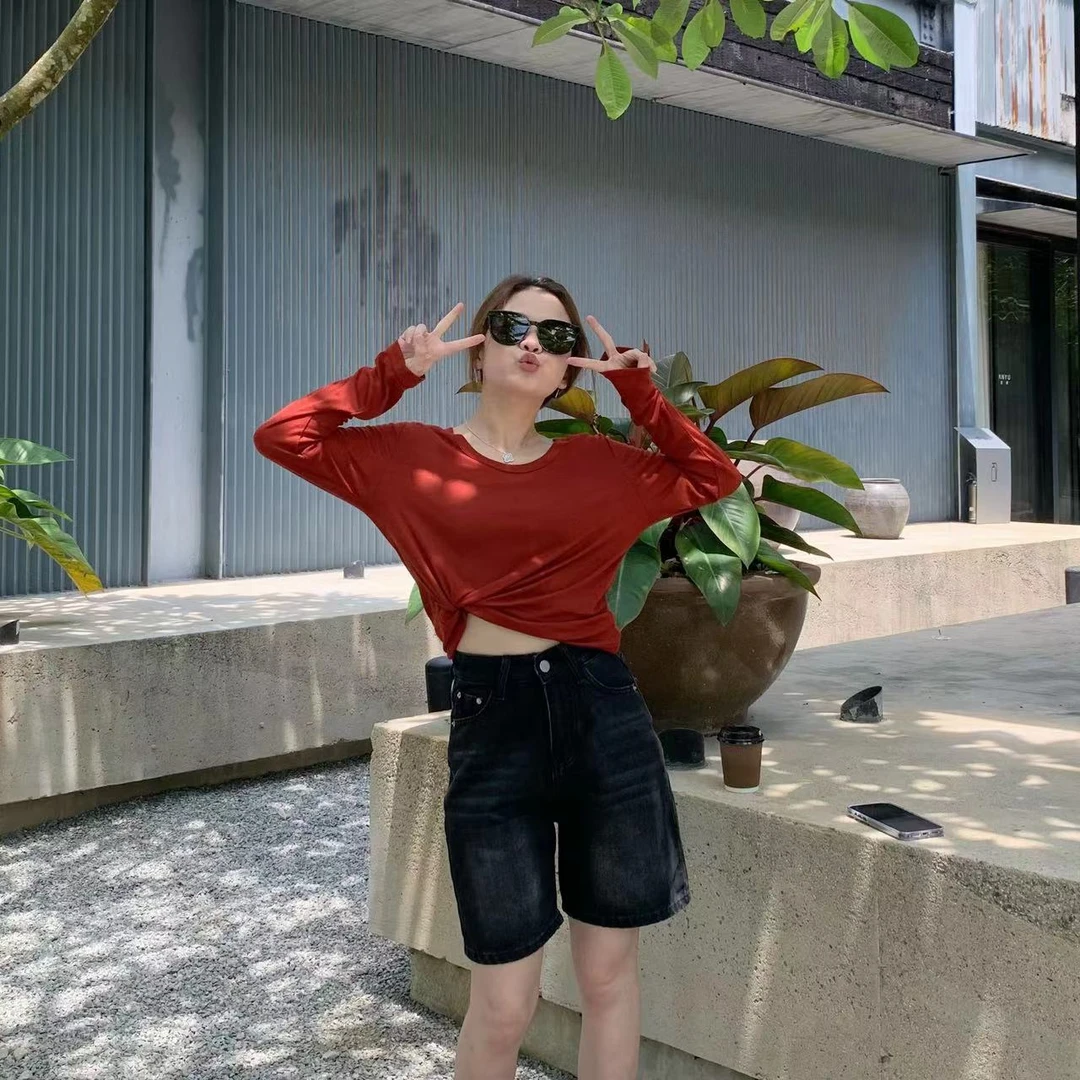 【折扣】YO定制小个子夏季百搭宽松短裤五分裤复古休闲阔腿牛仔裤