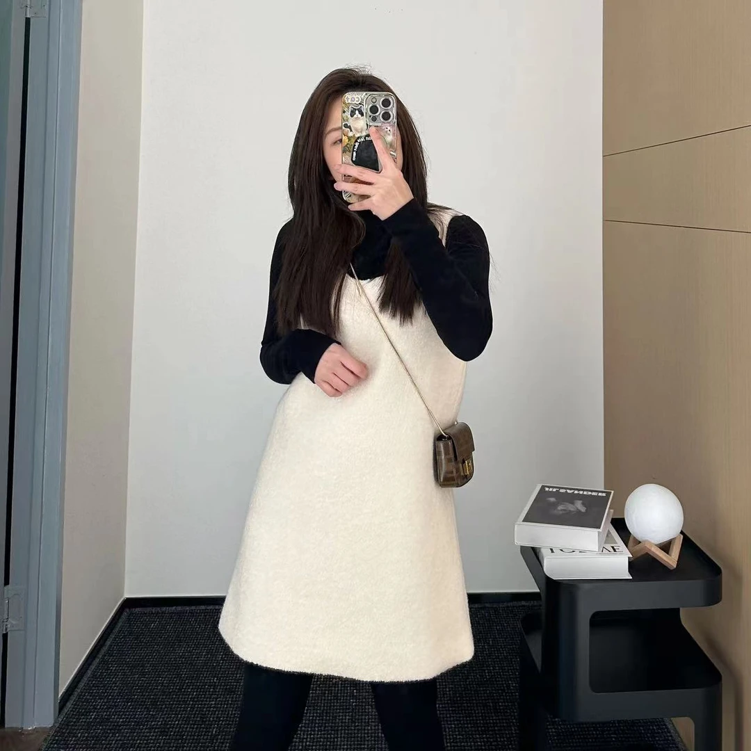 【折扣】YO定制百搭气质呢子无袖背心裙小个子冬季韩版直筒连衣裙