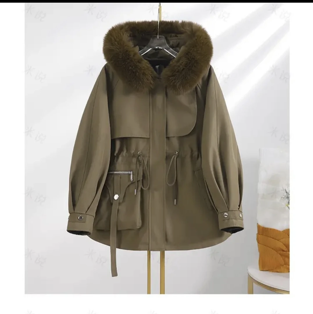 （万人迷）冬季保暖御寒时尚派克服活里活面能拆卸