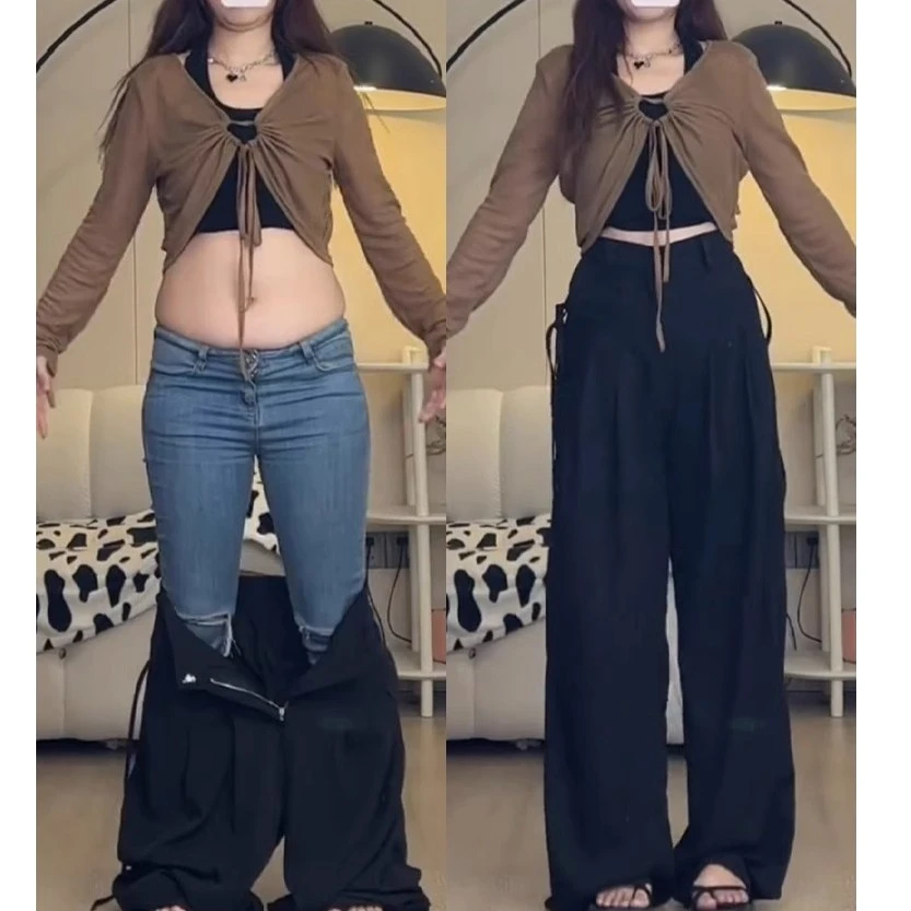 梨形身材高级感休闲西装裤女秋季新款大码高腰垂感遮胯拖地阔腿裤