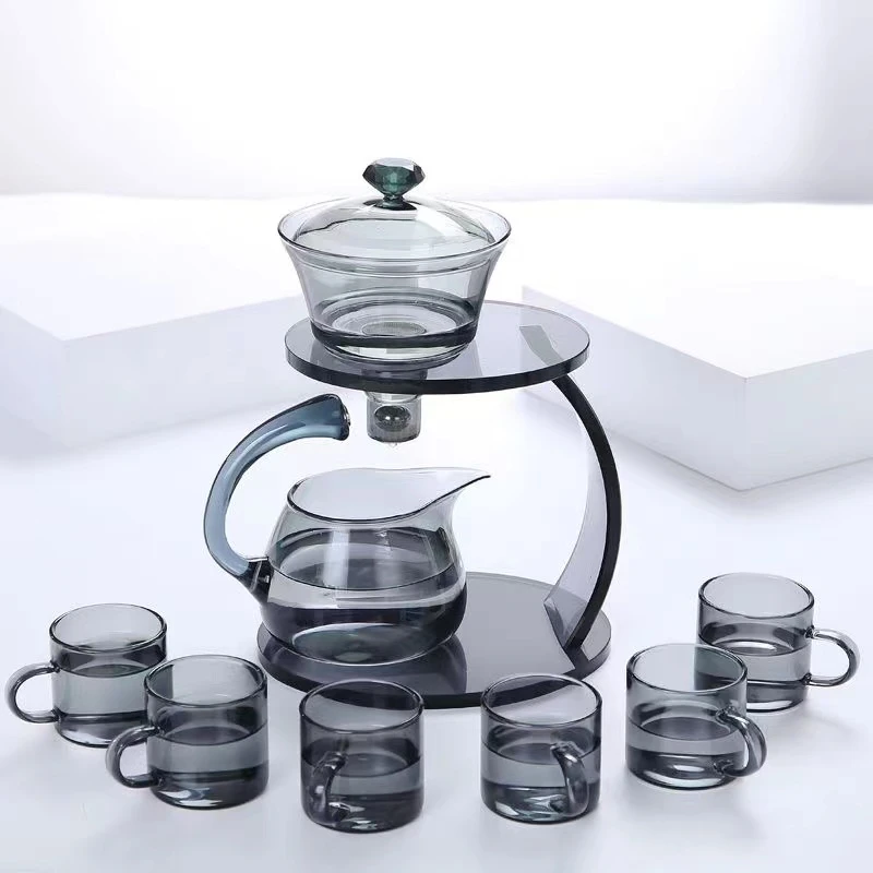 厂家直供玻璃半全自动茶具轻奢高档懒人泡茶神器烟灰登高简约耐热