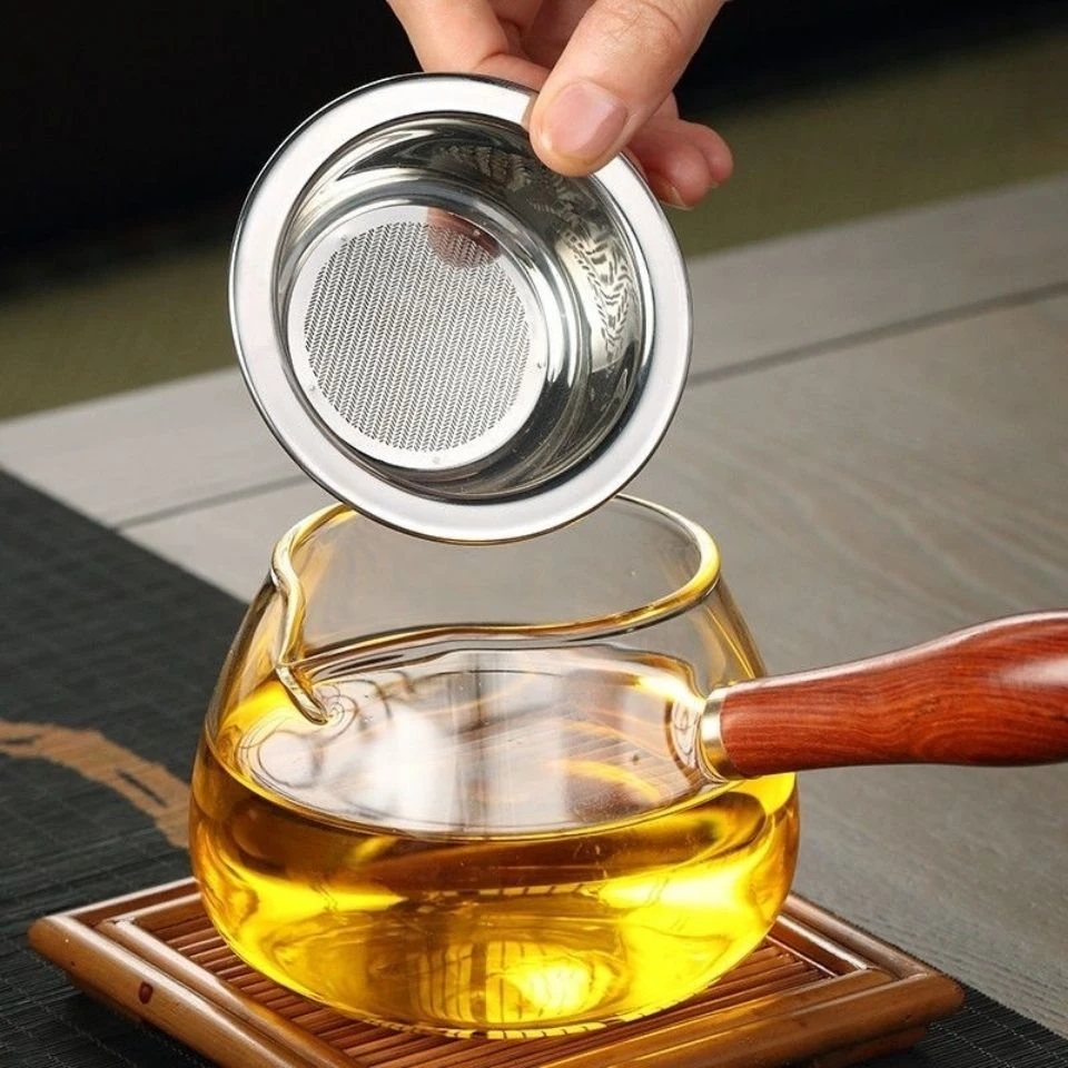 耐热高硼硅玻璃茶具木把公道杯加厚弯把侧把公杯分茶透明