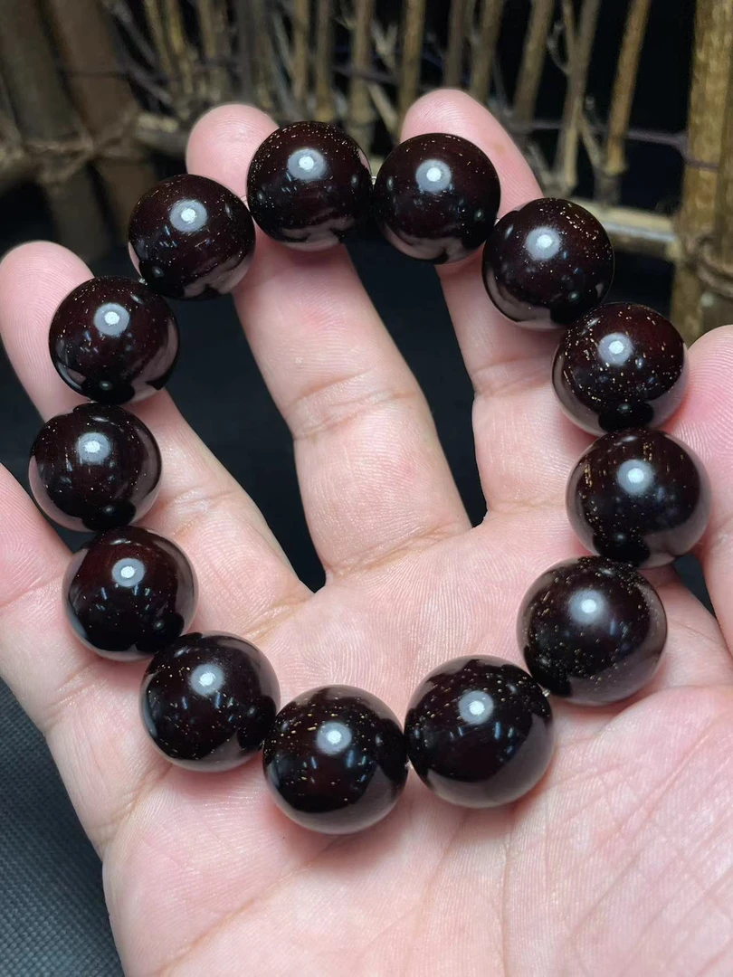 印度小叶紫檀手串18mm多金星老料高油性密度男士手串