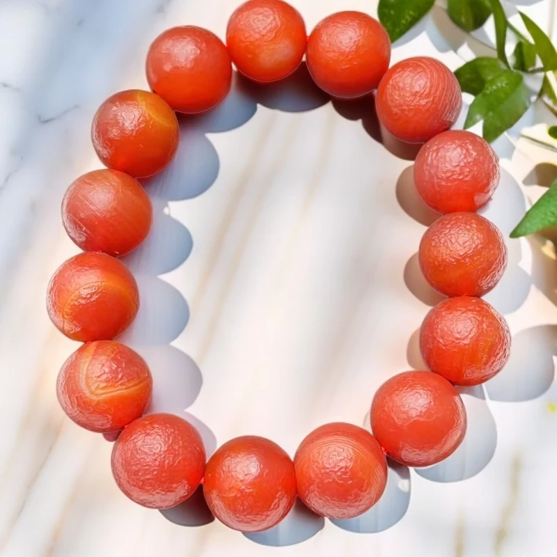 珠宝马蹄纹冰凤血女士玛瑙手串约14mm15颗