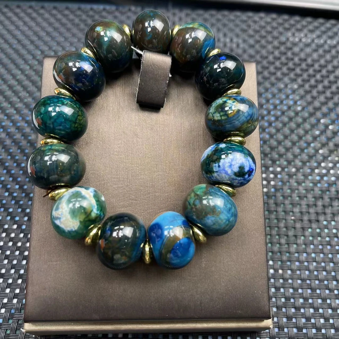 卡20mm13颗西藏原石玄武药王石珍品玛瑙手串-多样性发一件