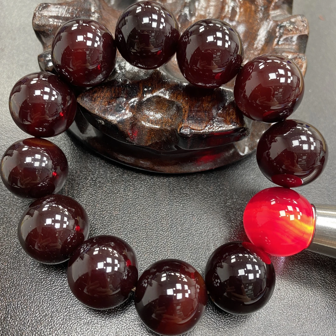 老料血离子精美玛瑙手串约18mm12颗