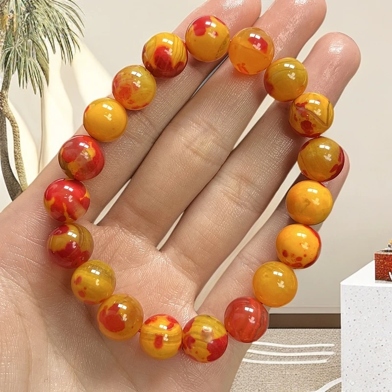 Z01尺寸约10mm19颗天然正品红花玛瑙玉石玉手串