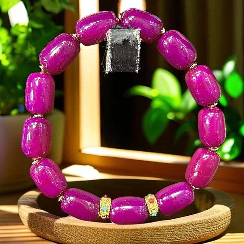 尺寸约13X10mm13颗天然正品玛瑙玉石紫罗兰桶珠设计款手串