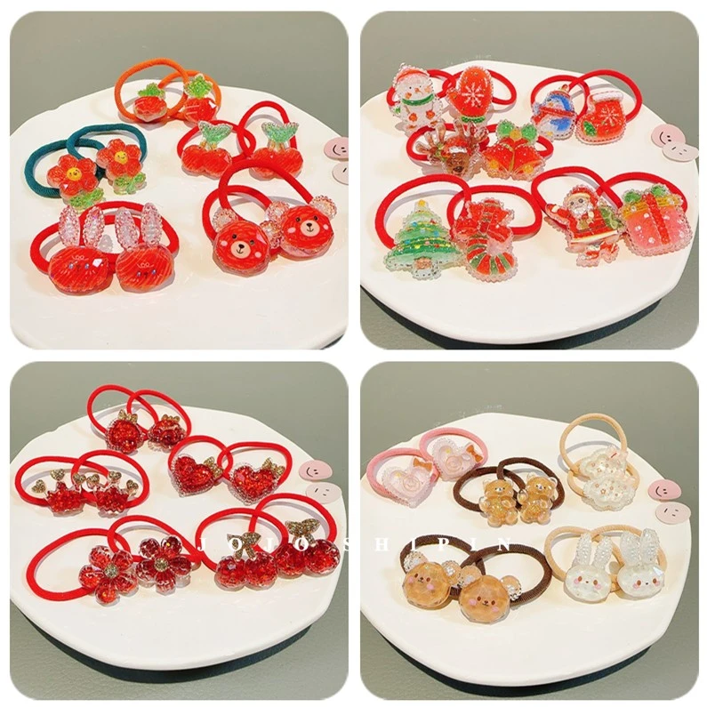 儿童发饰红色新年宝宝发圈女童圣诞发绳婴儿皮筋不伤发小女孩头饰