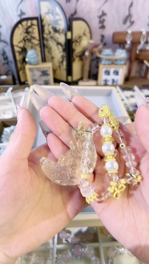 【闪购商品】水晶手串合金福福轻奢设计天然水晶微色差